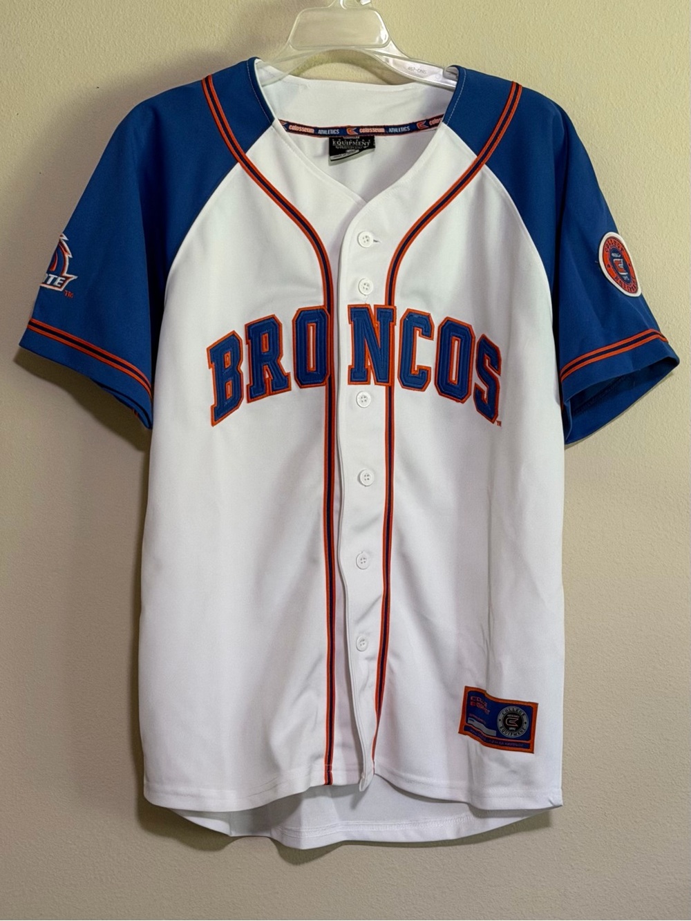 Boise State Broncos Youth White and Blue Baseball Jersey